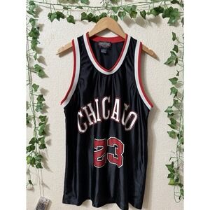 Vintage 90s Harlem Gear‎ America Chicago Bulls Jersey Sz XL Black Michael Jordan